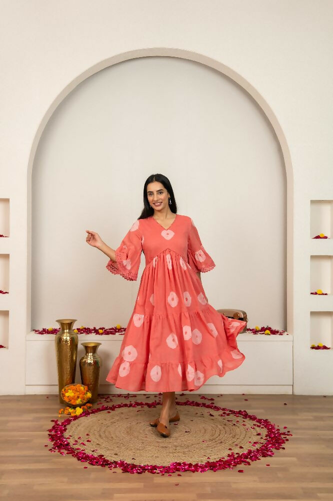 Joban Fashion Pink Tie & Dye Cotton Dress