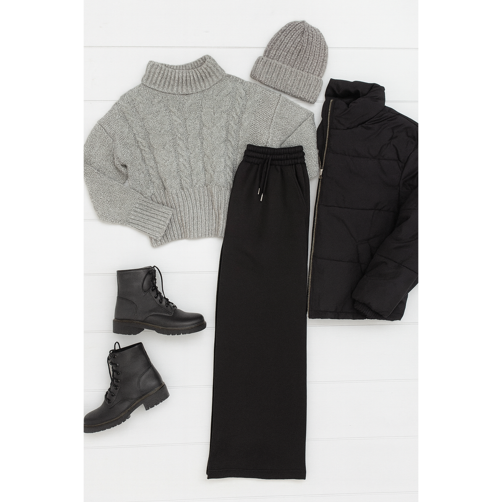 Ready to Ship | The Jenna - Comfy Wide Leg Fleece pants