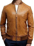 Brown Sheepskin Bomber Jacket | Men’s Casual Warm Leather Jacket