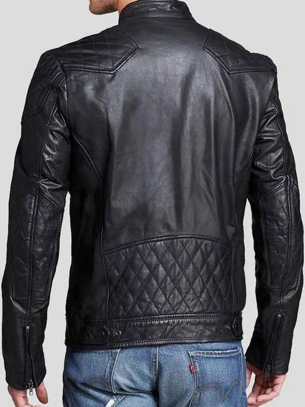 Quilted Black Leather Jacket | Men’s Premium Moto Outerwear