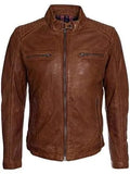 Brown Waxed Café Racer Jacket | Men’s Vintage Motorcycle Leather