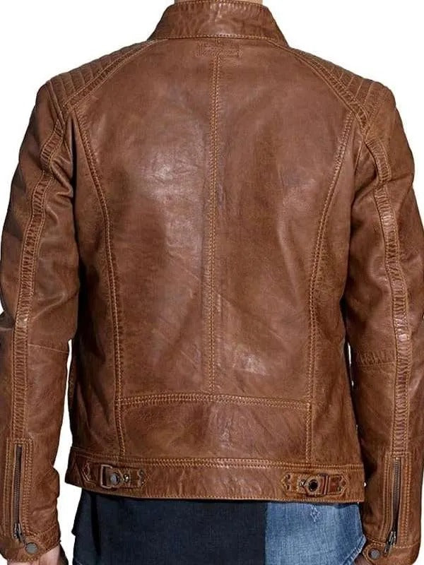 Brown Waxed Café Racer Jacket | Men’s Vintage Motorcycle Leather