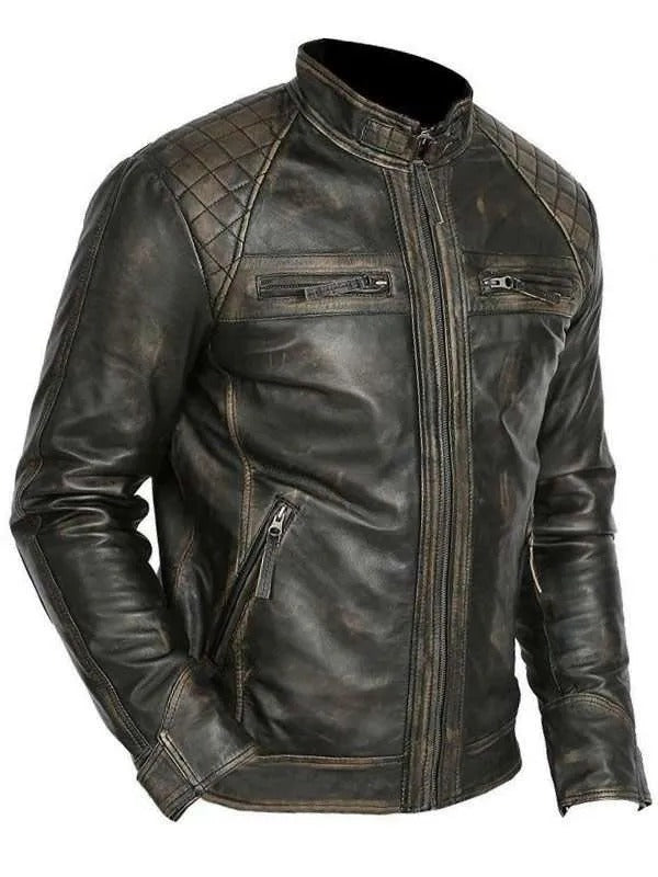 Retro Racer Distressed Jacket | Men’s Vintage Biker Leather