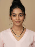 NVR Women Gold Plated Black Beaded Mangalsutra