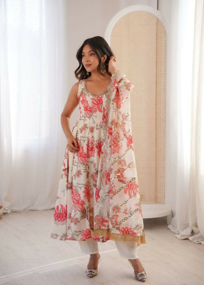 Teeya Creation Crea Pure Muslin Silk Digital Print Traditional Wear Long Gown