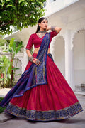 Evanik Pink Tassa Silk With Bandhej Print Lehenga Choli