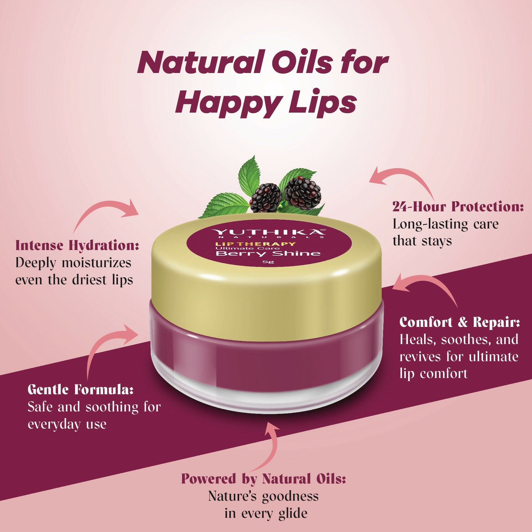 Yuthika Moisturizing Lip Balm – Berry Shine