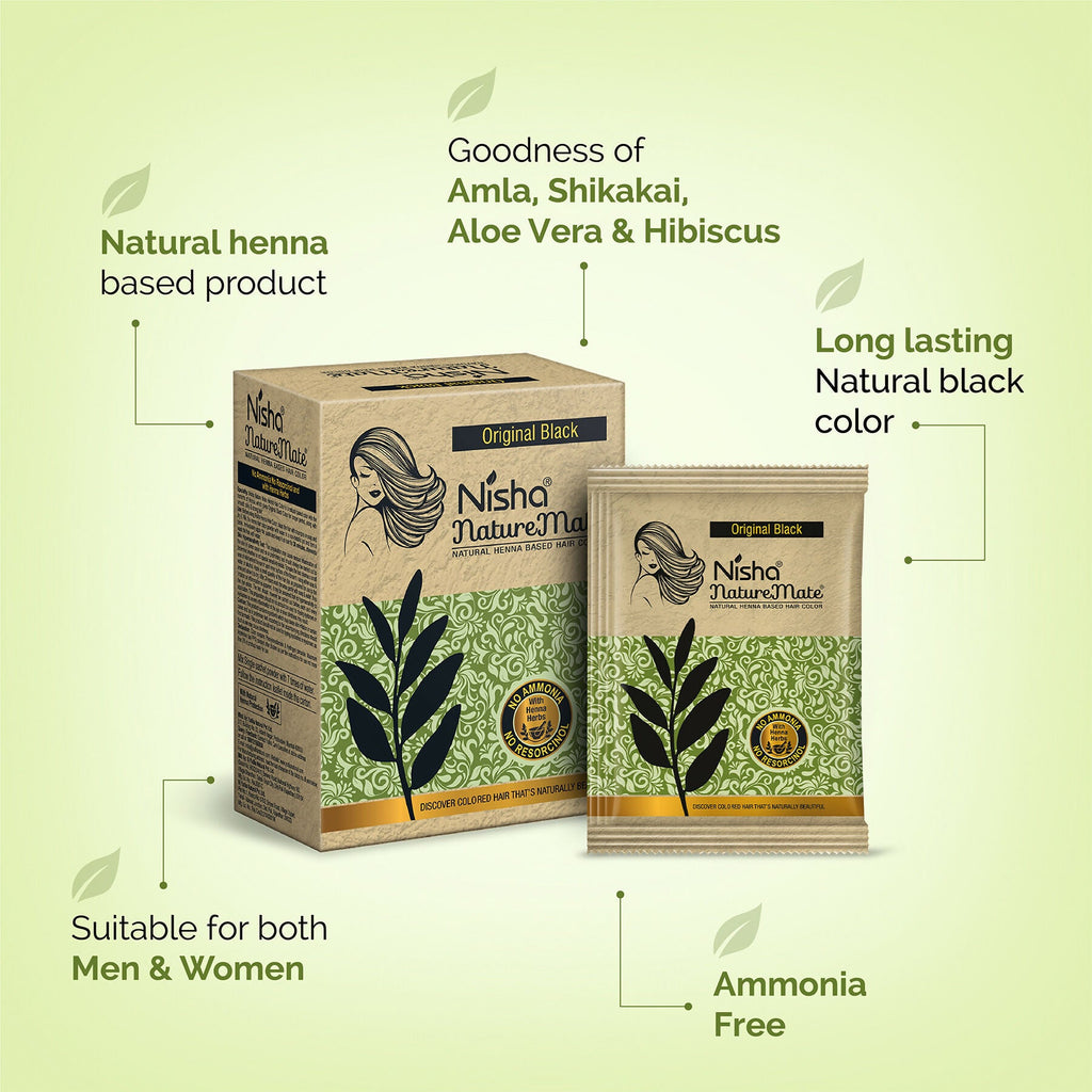 Nisha Naturemate Natural Henna-Based Hair Color - Original Black