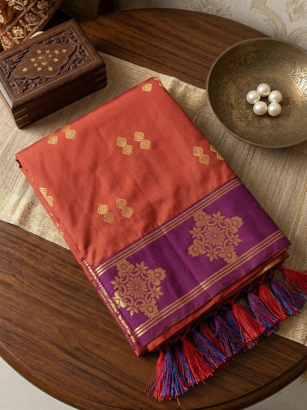 Shree Shyam Fashion Orange Soft Silk Saree