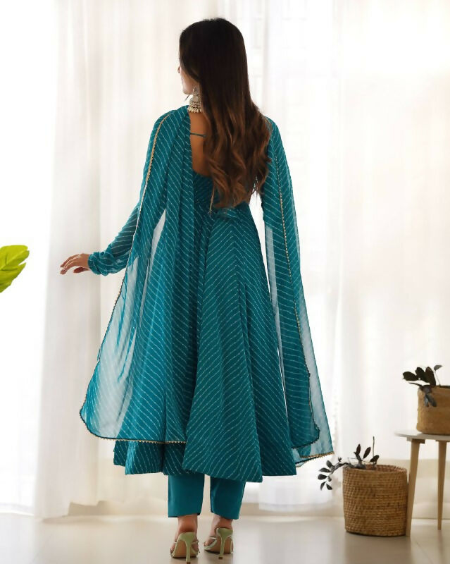 Lehenga Mart Designer Anarkali Suit With Kurta, Pant, Dupatta For Women-Rama