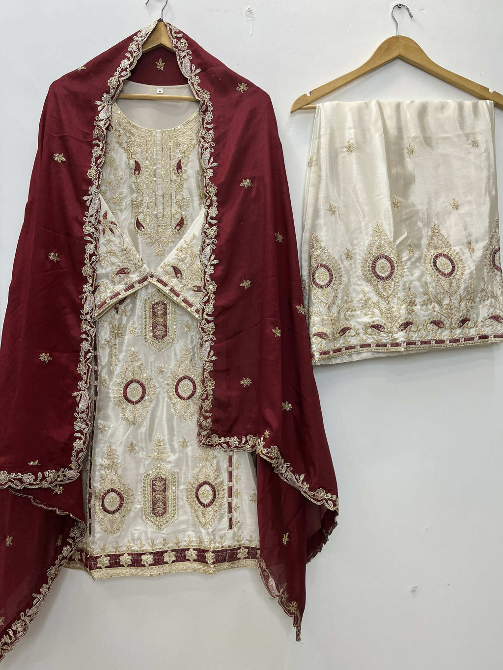 Teeya Creation White Color Chinon Silk Party Wear Trending Palazzo Set