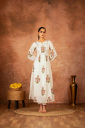 Joban Fashion Off White Pink Floral Hand Block Printed Cotton Kurta Pant Set