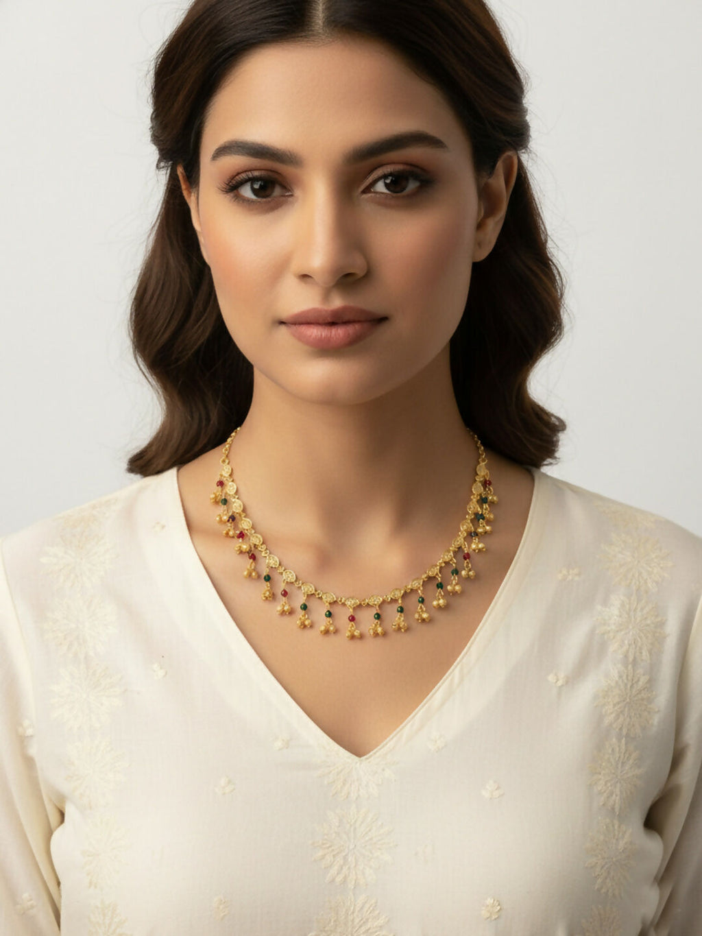 NVR Women Gold Plated Multicolour Minimal chain