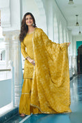 Joban Fashion Yellow Kurta Set Chinon Silk Embroidery Sequence Work