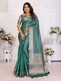Aastha Fashion Green Organza Silk Weaving Saree
