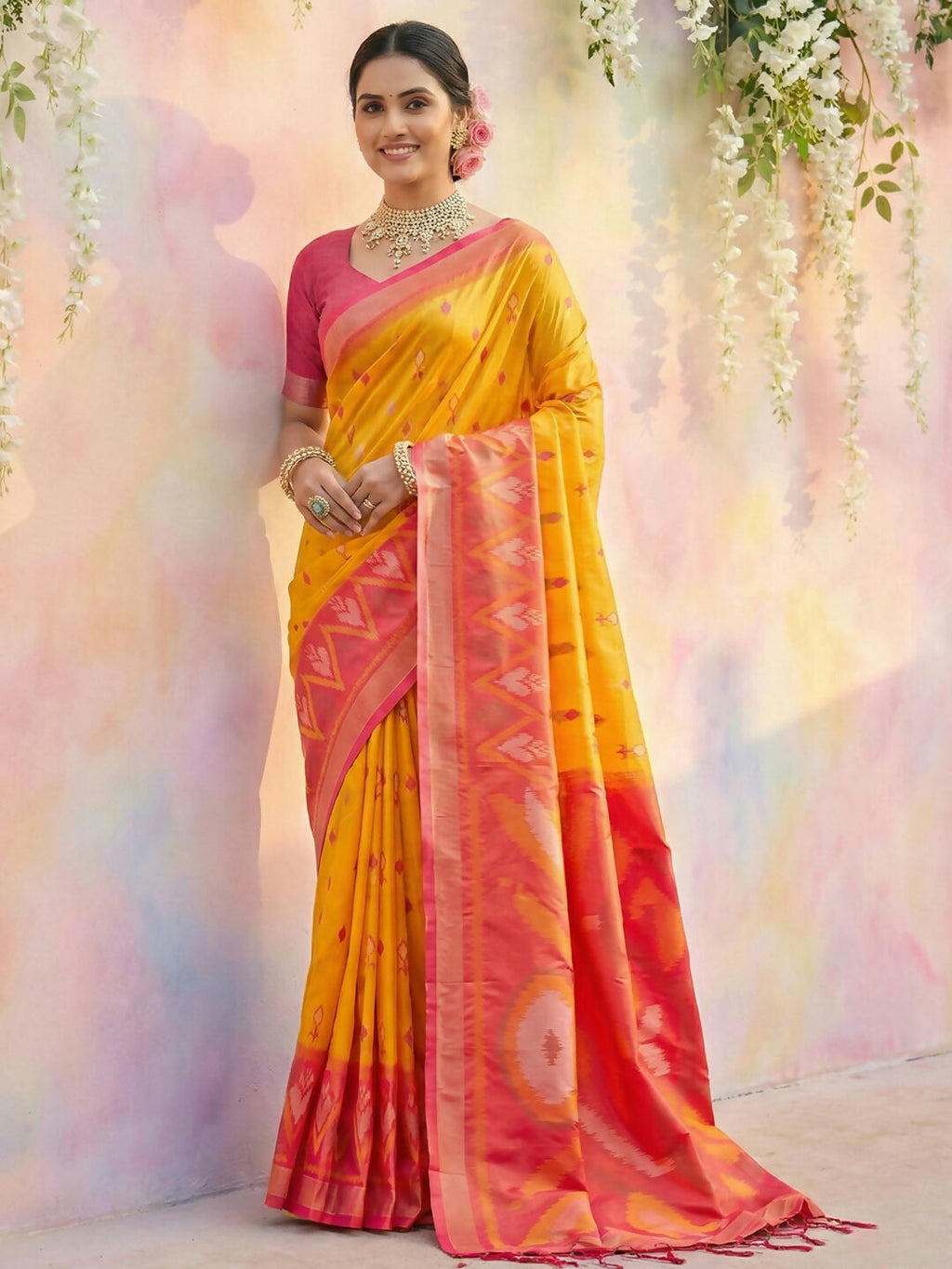 Shree Shyam Fashion Yellow Soft Silk Saree