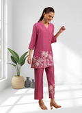 Joban Fashion Pink Silk Embroidered Readymade Cord Set