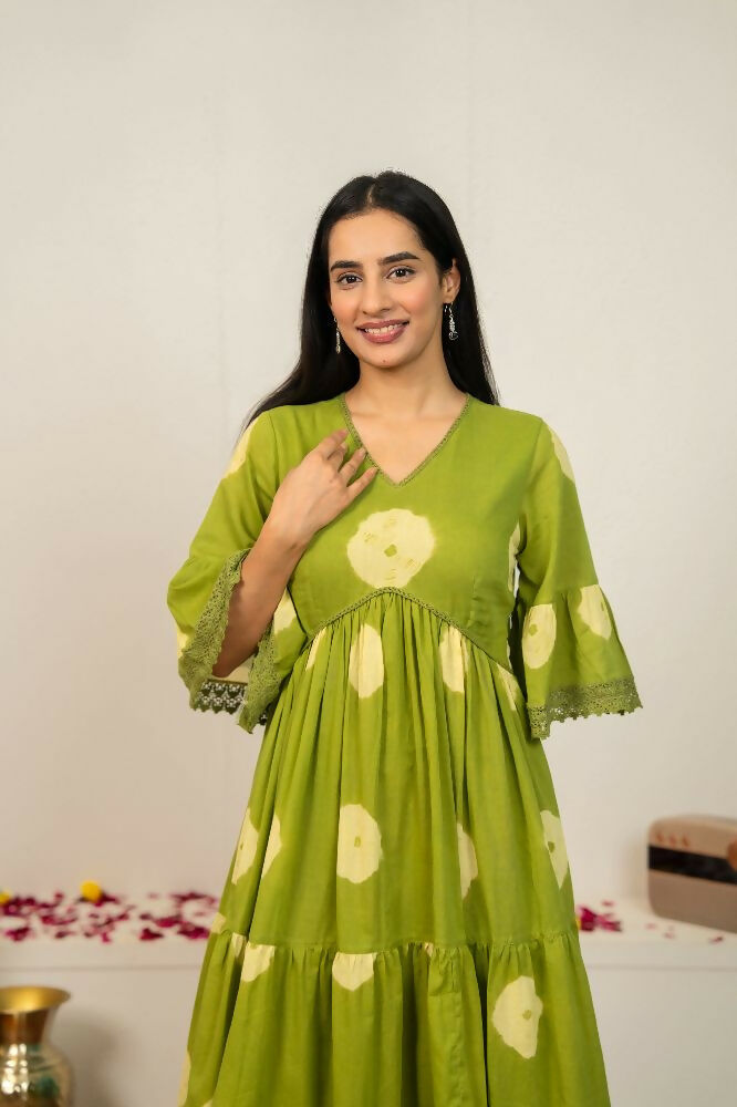 Joban Fashion Green Tie & Dye Cotton Dress