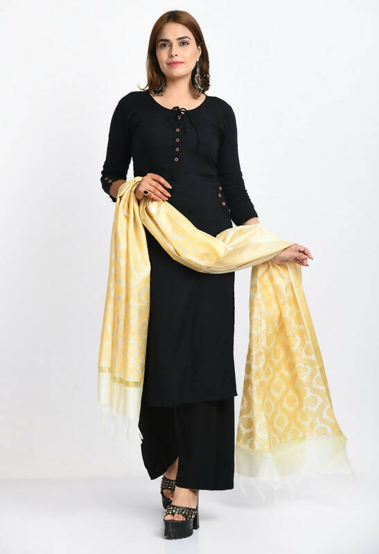 Mominos Fashion Moeza Women's Banarsi Silk All Over Woven Design Orange Dupatta