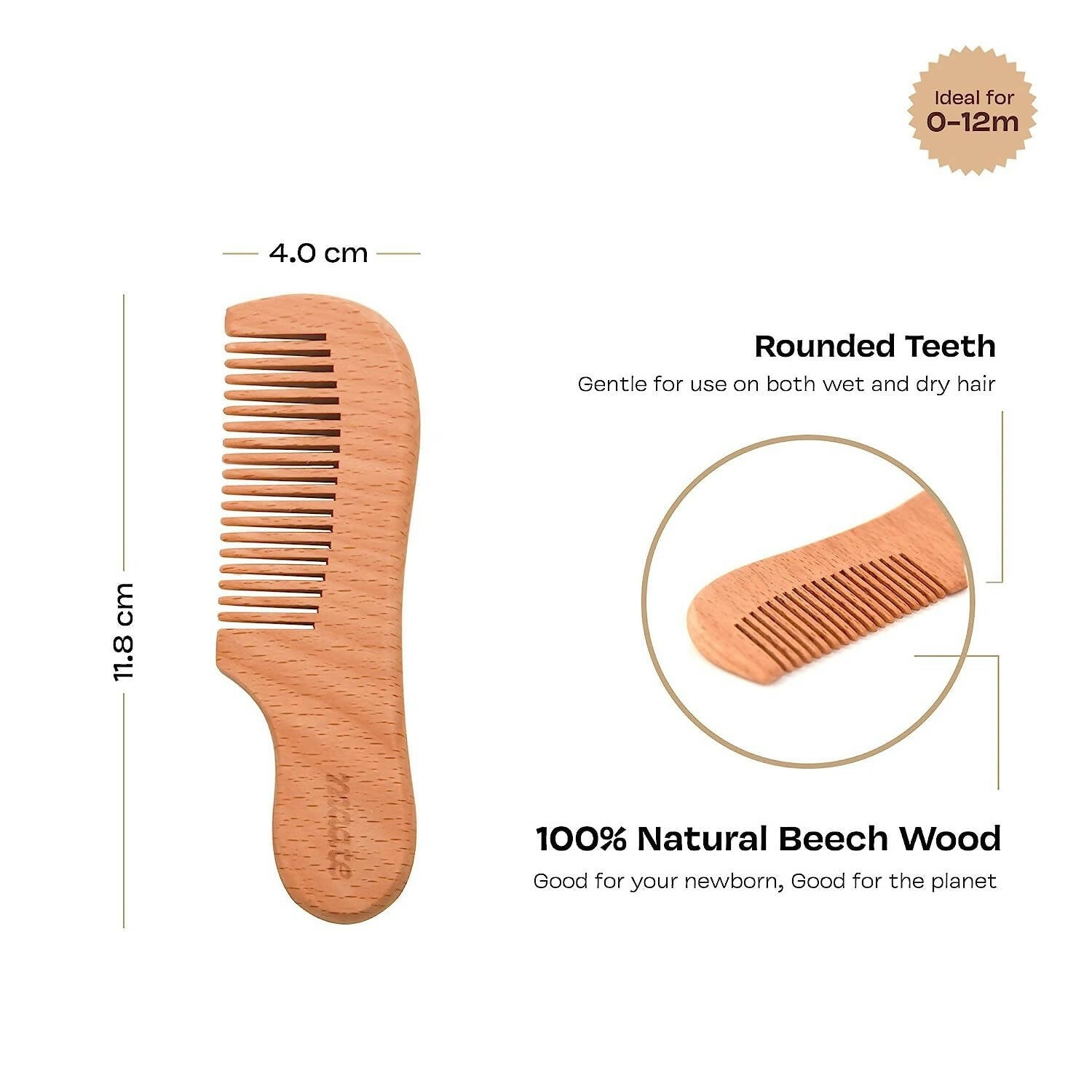 Maate Baby Wooden Comb Set | Beechwood Comb and Hair Brush