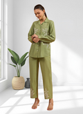 Joban Fashion Green Silk Embroidered Readymade Cord Set