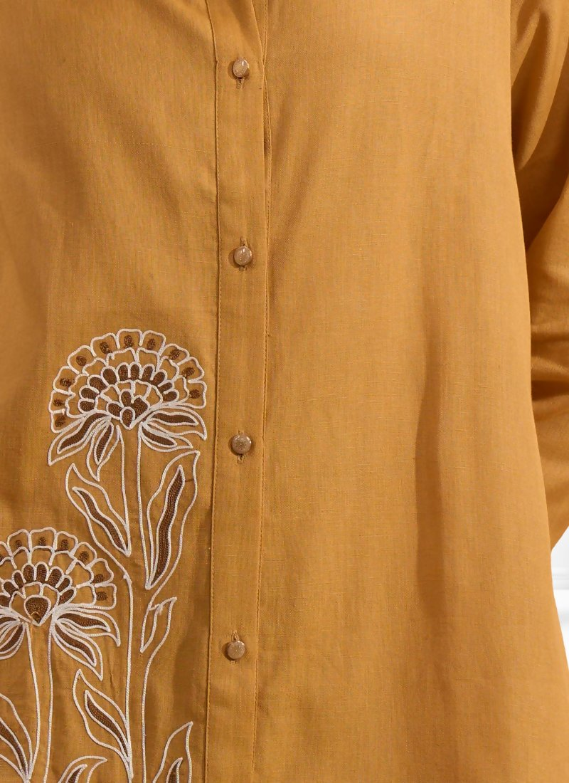 Joban Fashion Coral Cotton, Linen Embroidered Readymade Cord Set