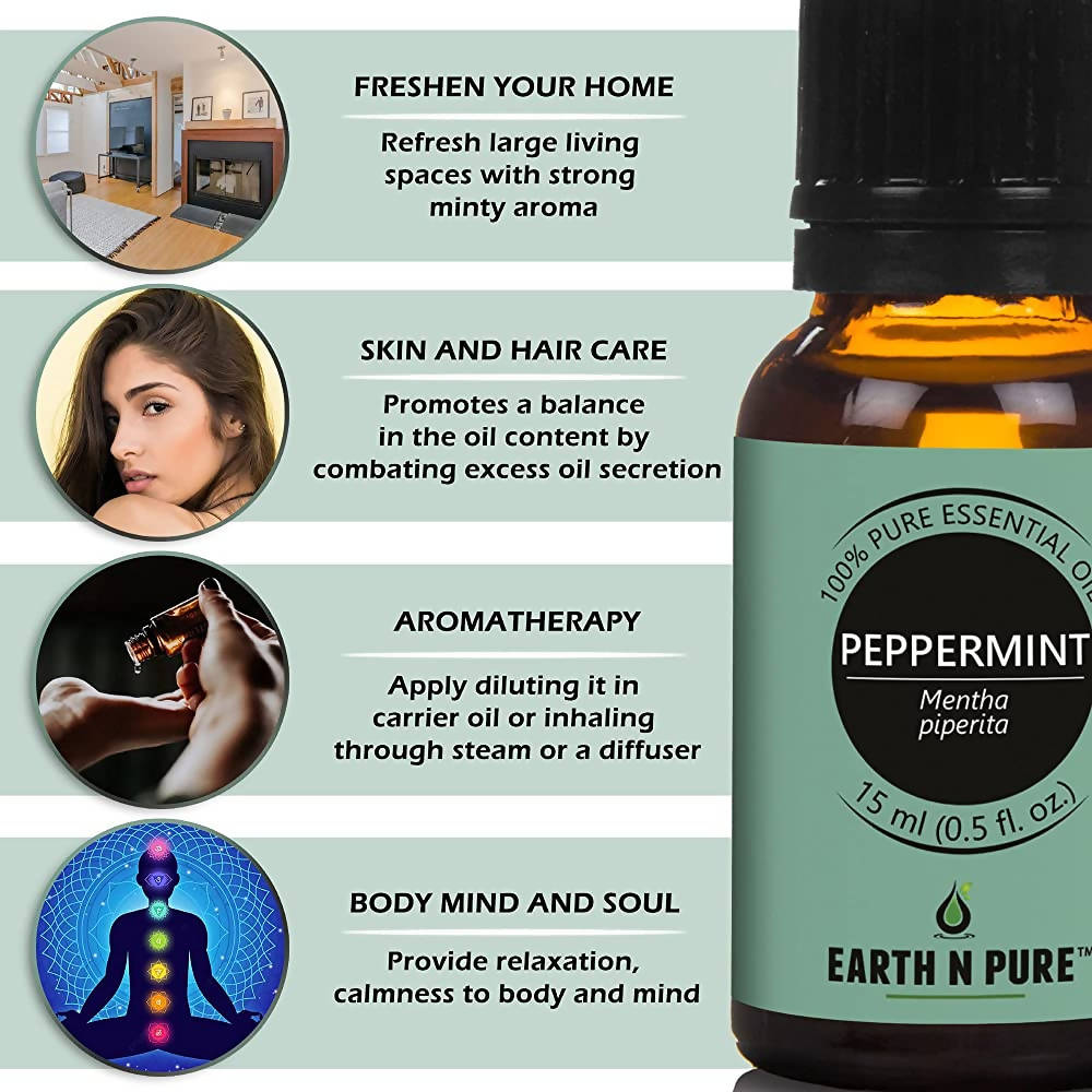 Earth N Pure Essential Oils (Peppermint, Sweet Orange, Eucalyptus, Tea tree, Lavender & Rosemary)