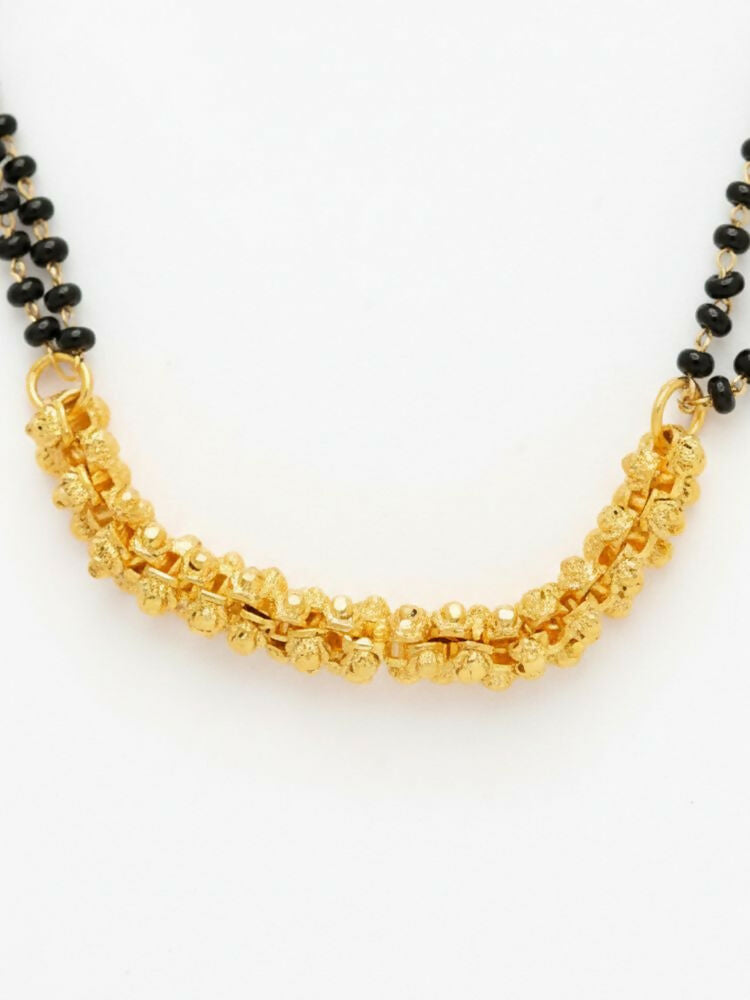 NVR Women Gold Plated Black Beaded Mangalsutra