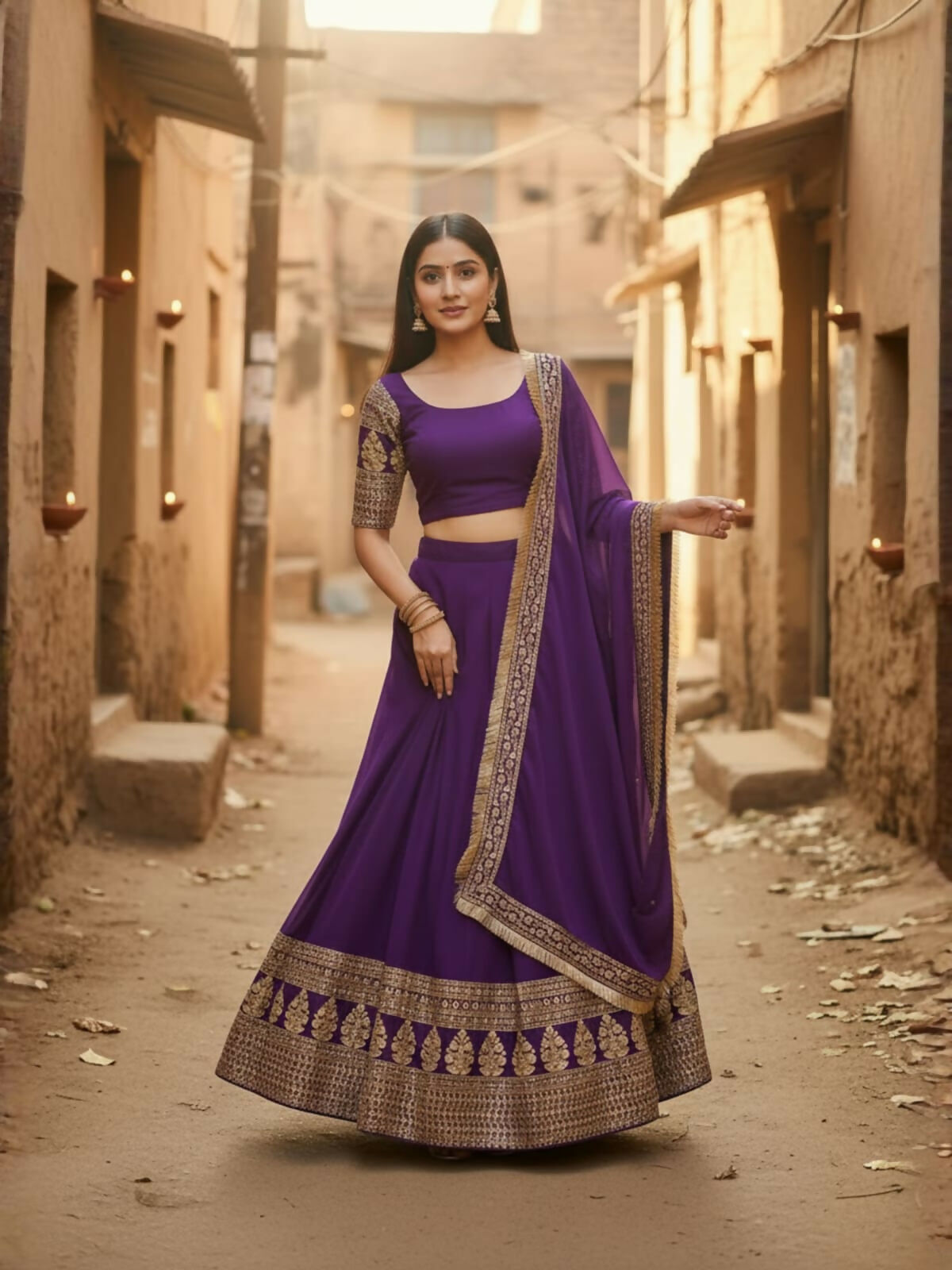 Lehenga Mart Designer Indian Wedding Lehenga Choli-Purple