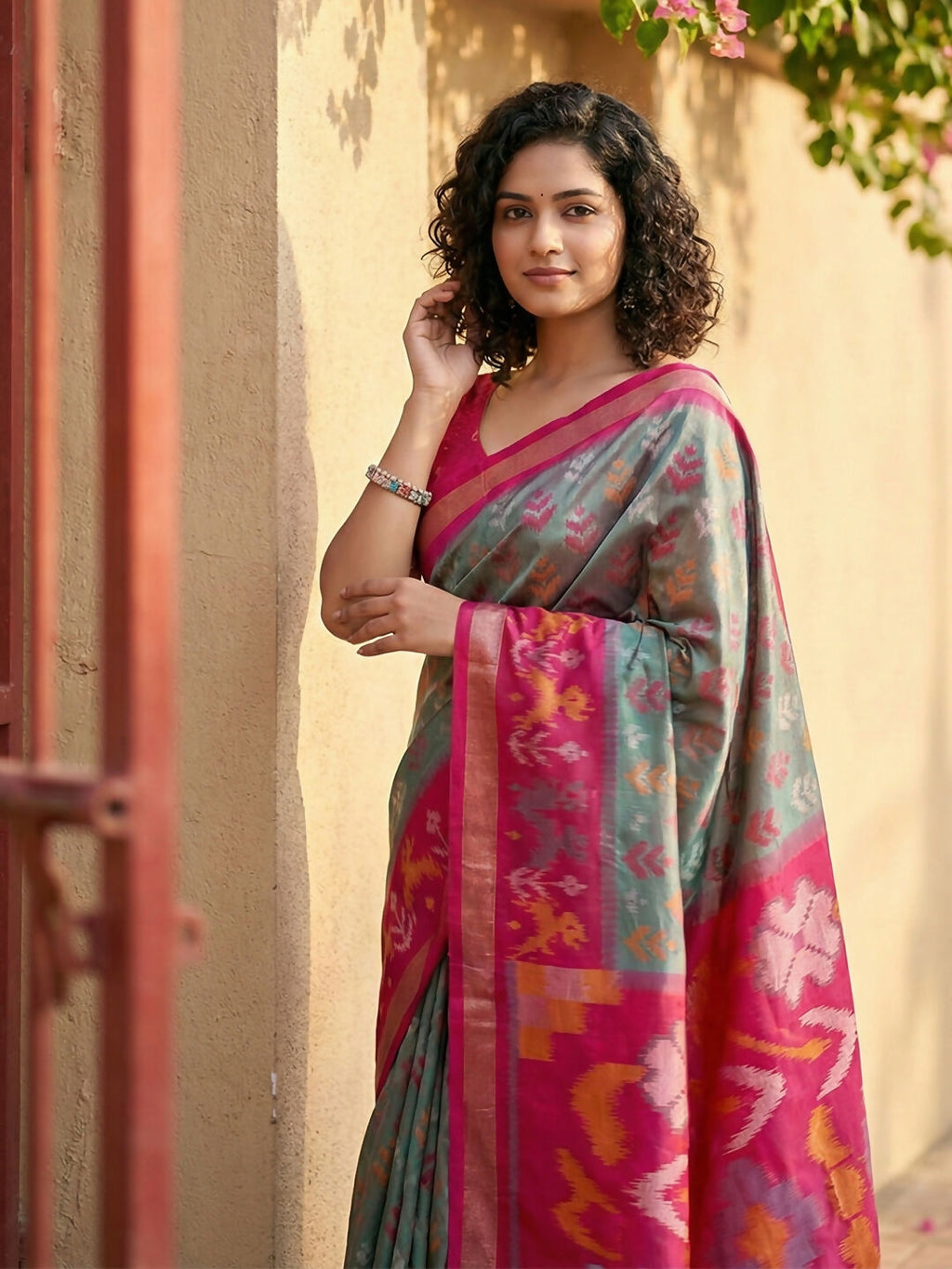 Shree Shyam Fashion Grey Pochampally Silk Saree