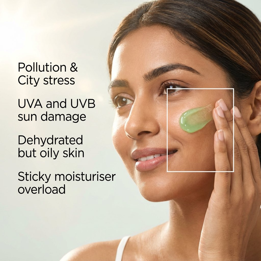 VedicDerm Green Tea Matcha Gel Moisturiser with Squalene and Niacinamide