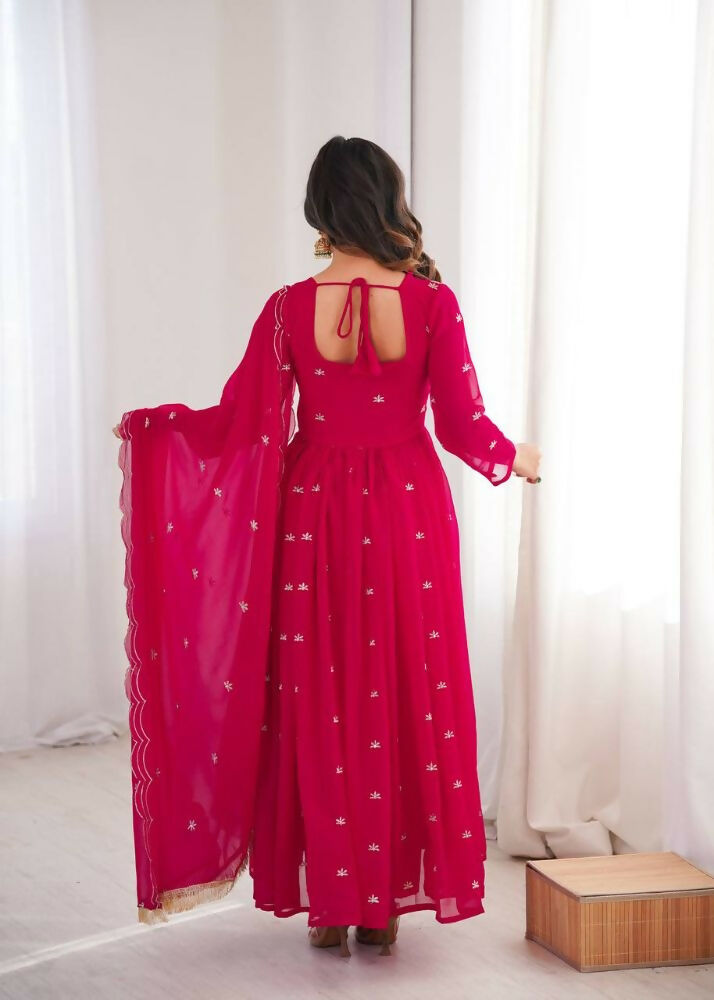 Teeya Creation Rani Faux Georgette Embroidery Work Wedding Wear Gown