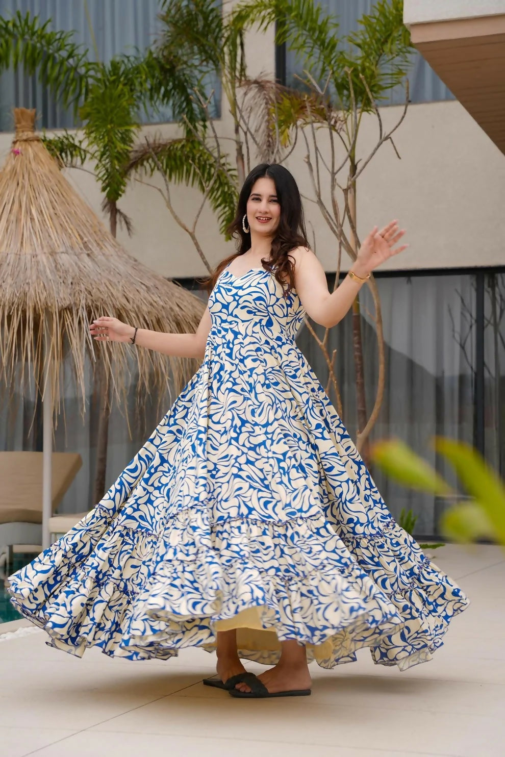 Aayaa Designer Printed Full Flared Gown - Multi Color
