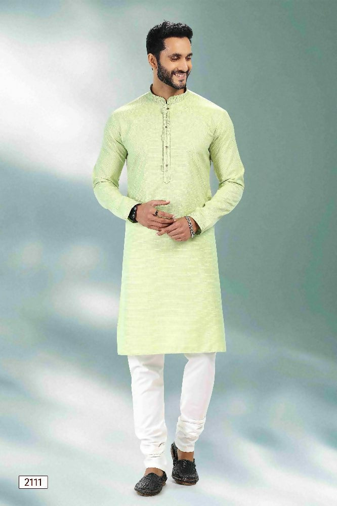 Raivat Ethnic Linen Cotton Pintux Work Kurta Pajama In Pista Green Colour