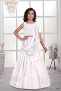 Designer Traditional White Multi Color Embroidery With Beads Work Visitra Silk Lehenga Choli - Anbazaar