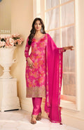 Anaita Magenta Chinon Stitched Suit with Multi Digital Print