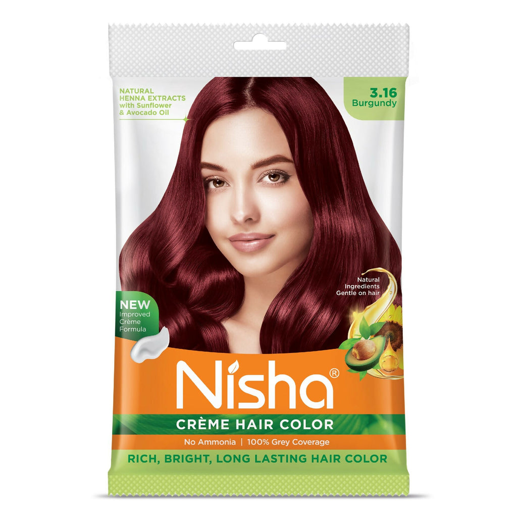 Nisha Creme Hair Color for Women - Burgundy