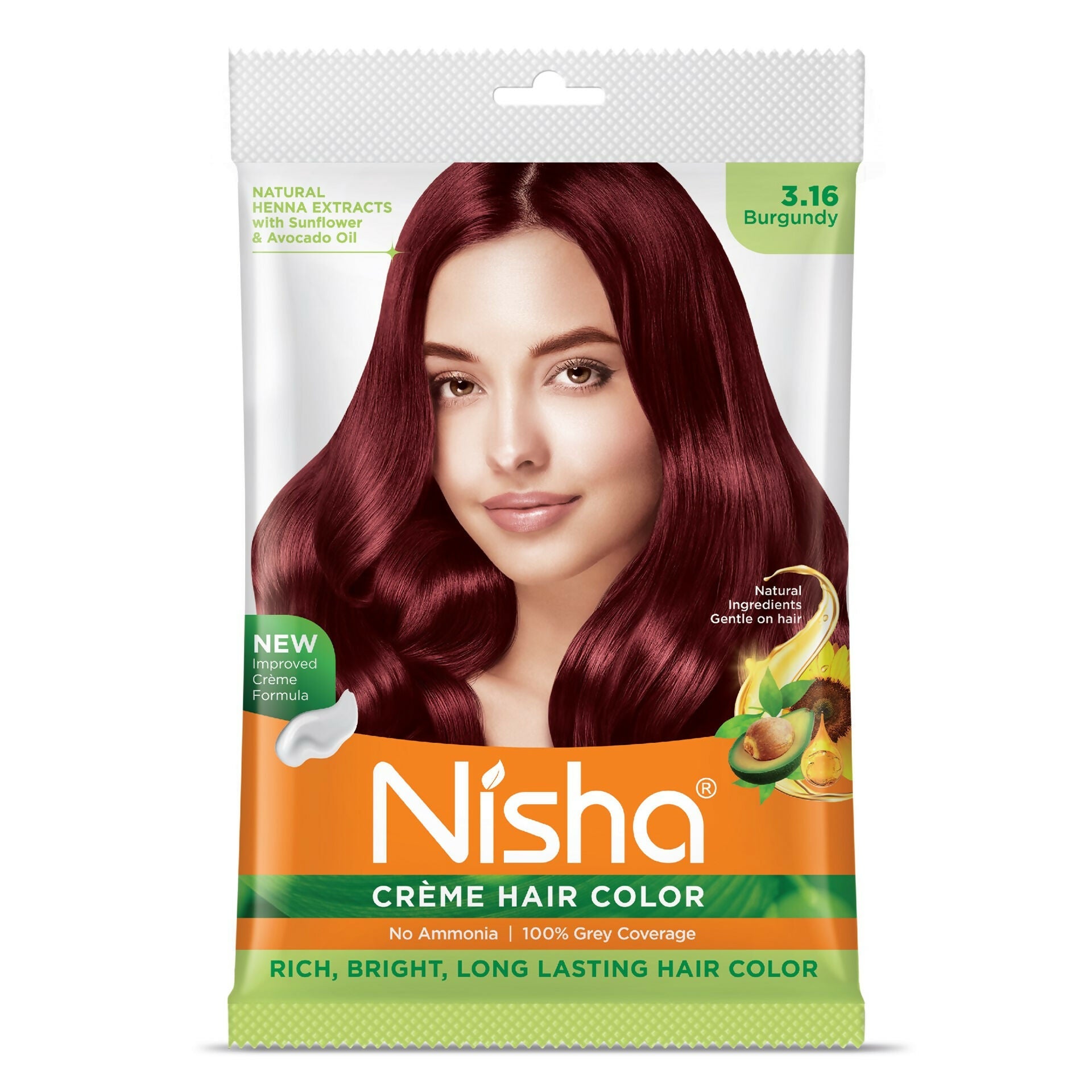 Nisha Creme Hair Color for Women - Burgundy