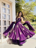 Teeya Creation New Womens Trendy Embroidery Sequence Work Purple Kurta Set