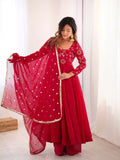 Teeya Creation New Trendy Stylish Real Mirror Work With Lace Border Pink Kurta Set