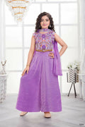 Traditional Designer Fandy Silk Purple Ethnic Fusion Wear - Anbazaar
