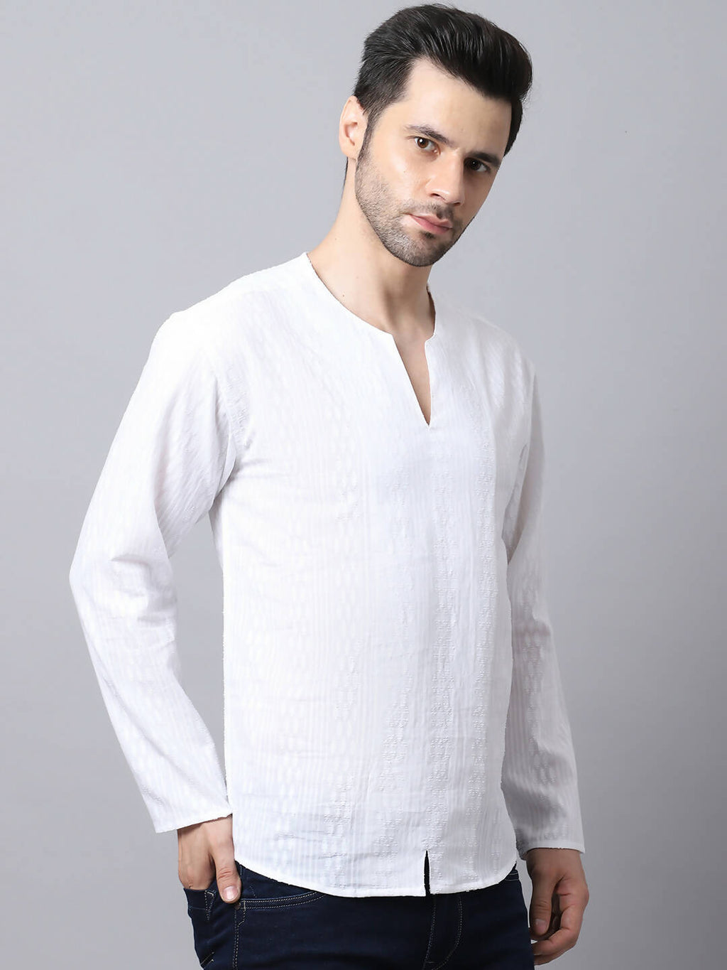 Even Apparels White Pure Cotton Embroided Men's Kurta