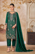 Anaita Green Vichitra Silk Readymade Suit with Embroidery & Lace Work