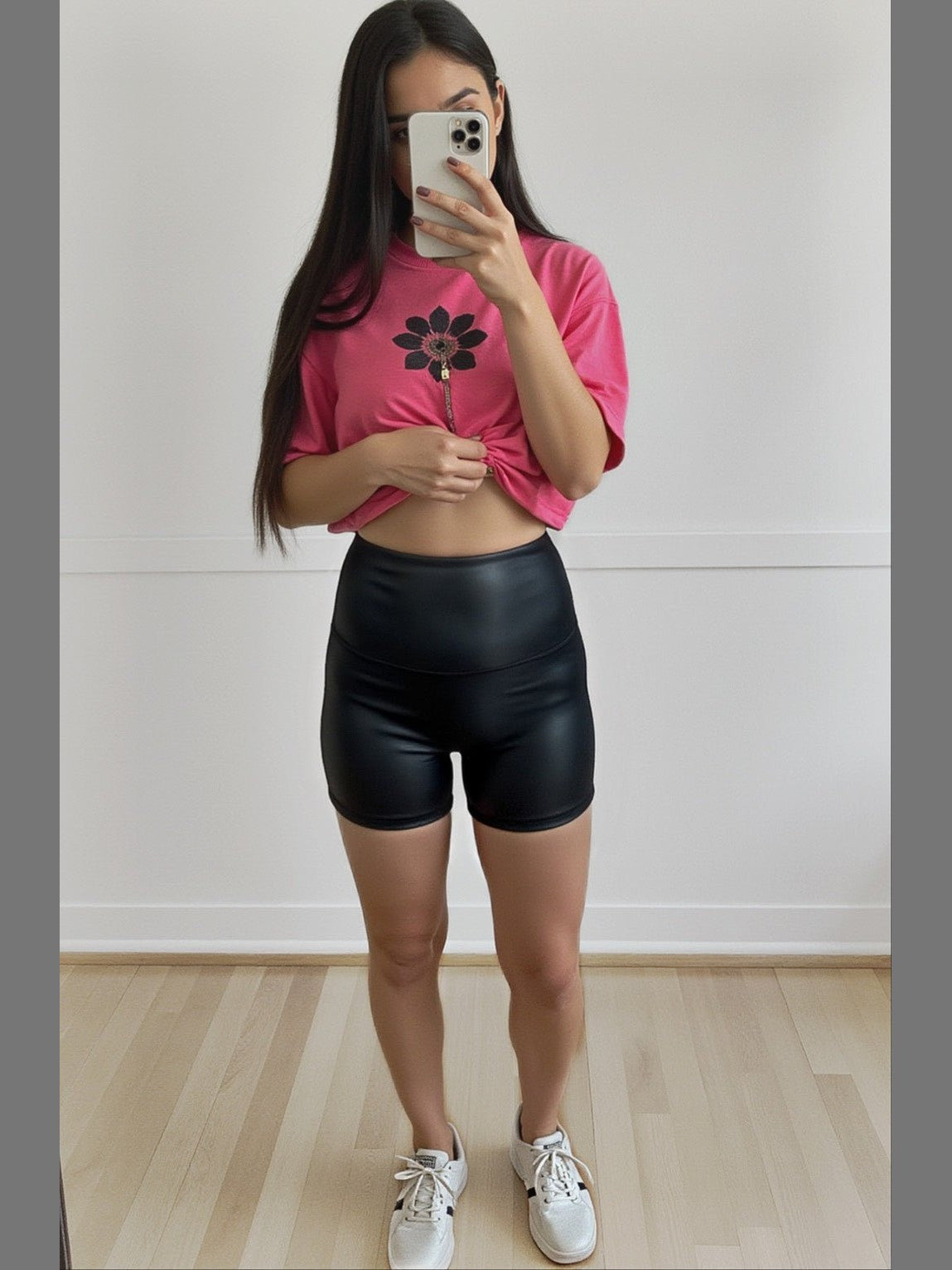Lainey Leather Suck & Tuck Biker Shorts