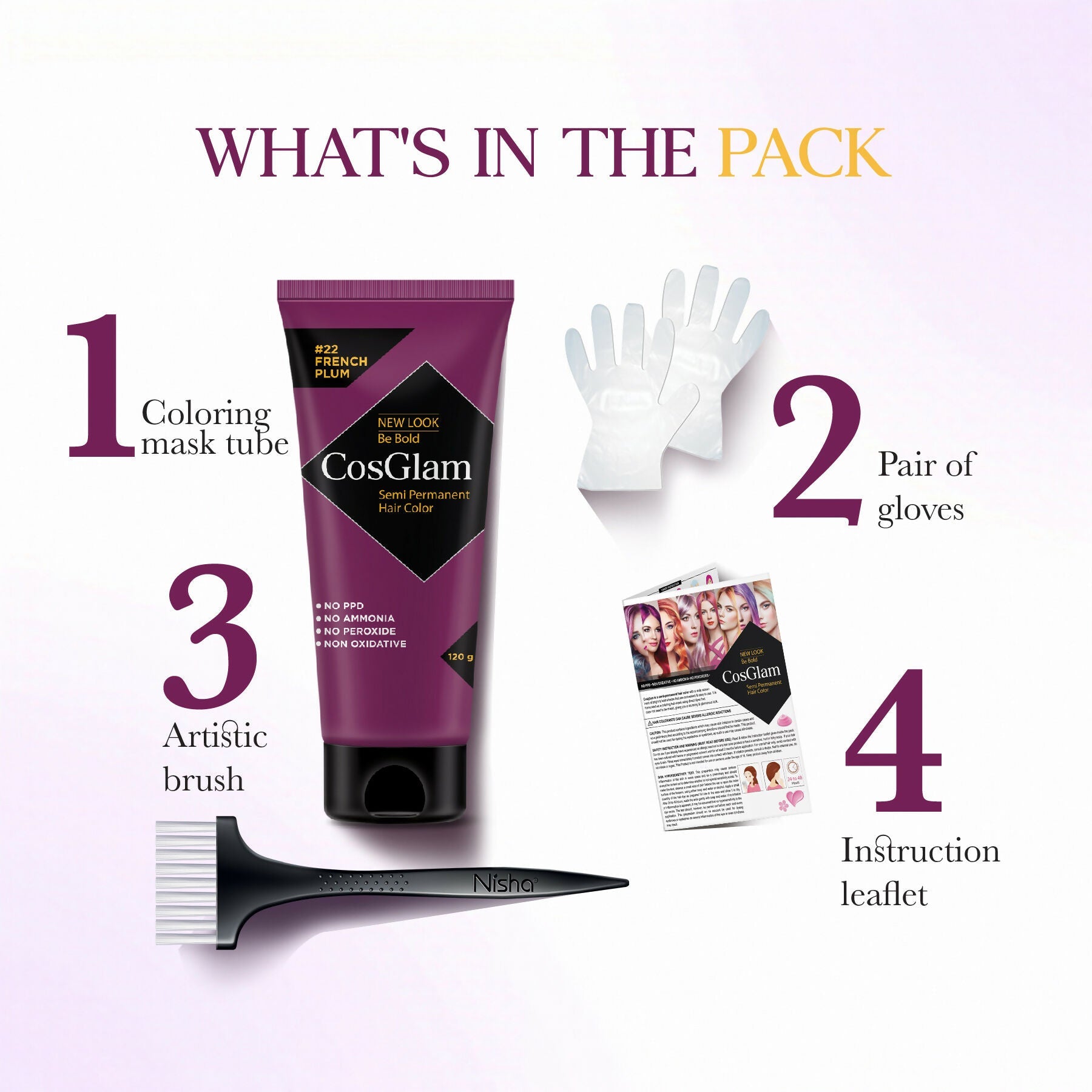 Cosglam Semi Permanent Hair Color for Women & Men (#22 French Plum)