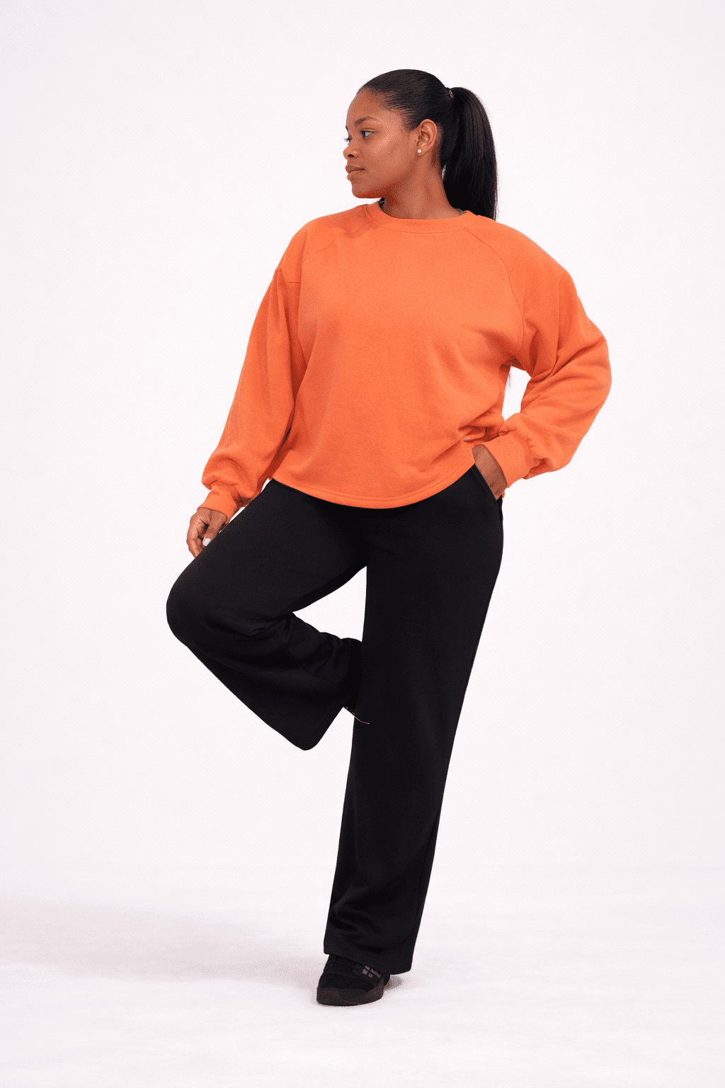 Light Fleece Midi Balloon Sleeve Sweater