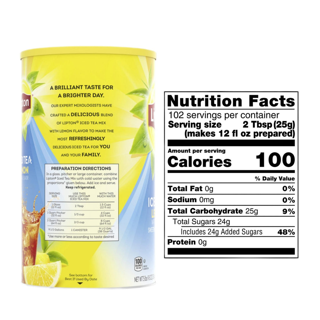 Lipton Lemon Iced Tea Mix 89.8 oz Sweetened Instant Powder 5 pk.
