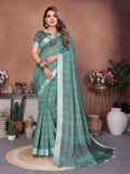Aastha Fashion Sea Green Linen Weaving Saree