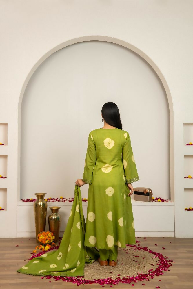 Joban Fashion Green Tie & Dye Cotton Suit Set