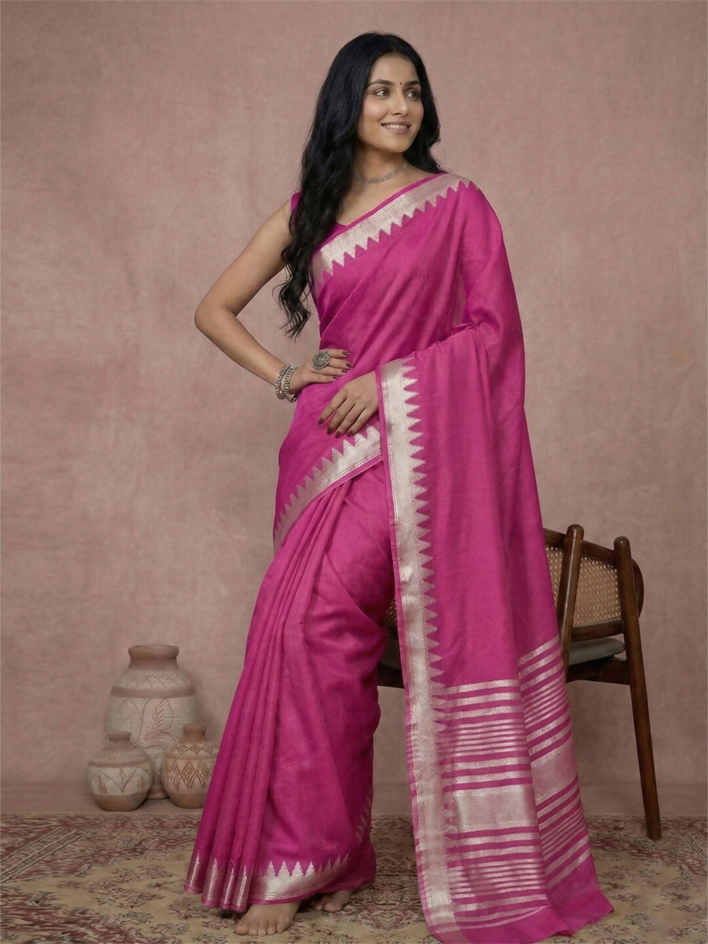 Shree Shyam Fashion Wine Cotton Saree